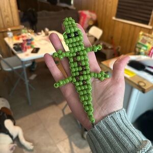 Beaded alligator keychain